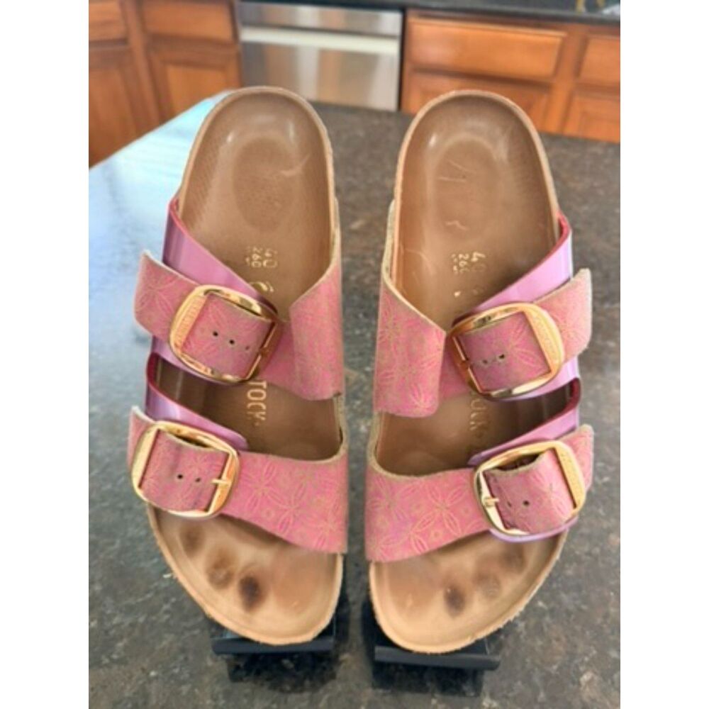 Birkenstock Arizona Big Buckle - Pink Geometric finish, EU 40N (L9/M7) - GUC